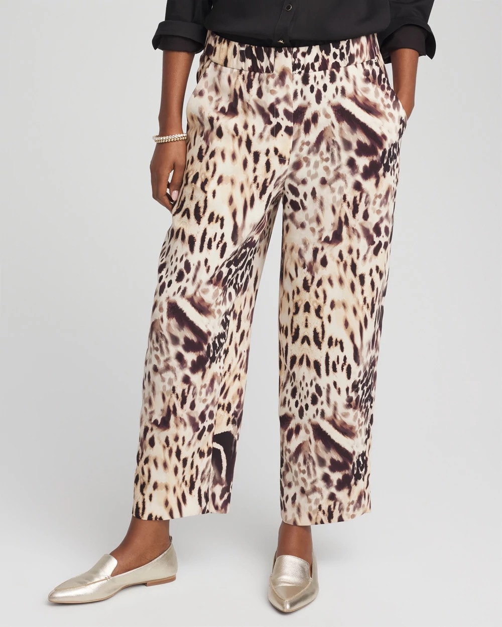Bengal Marks Crepe Pull-On Ankle Pants