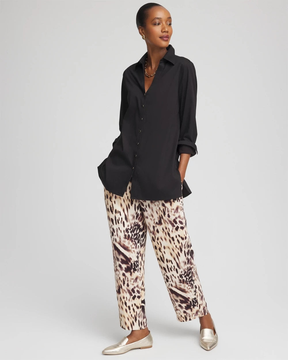 Bengal Marks Crepe Pull-On Ankle Pants