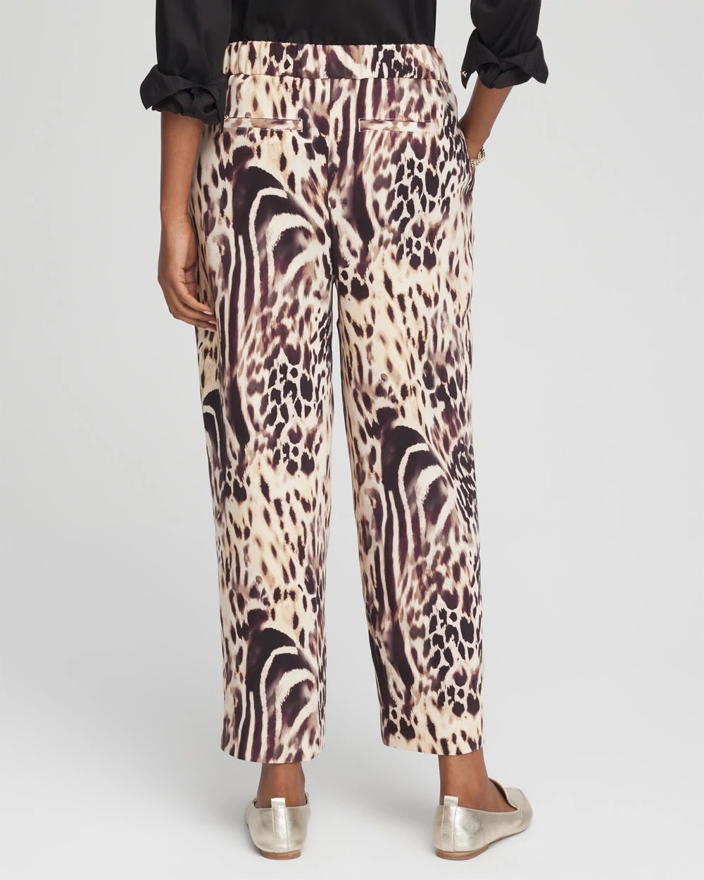 Bengal Marks Crepe Pull-On Ankle Pants