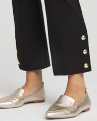 Bi-Stretch Flared Button-Hem Cropped Pants