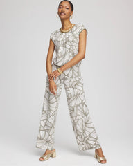 Travelers™ Abstract Leaf Print Knit Wide-Leg Pants