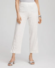 Metallic Striped Straight Cropped Pants