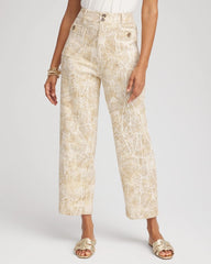 Printed Cropped Straight-Leg Pants