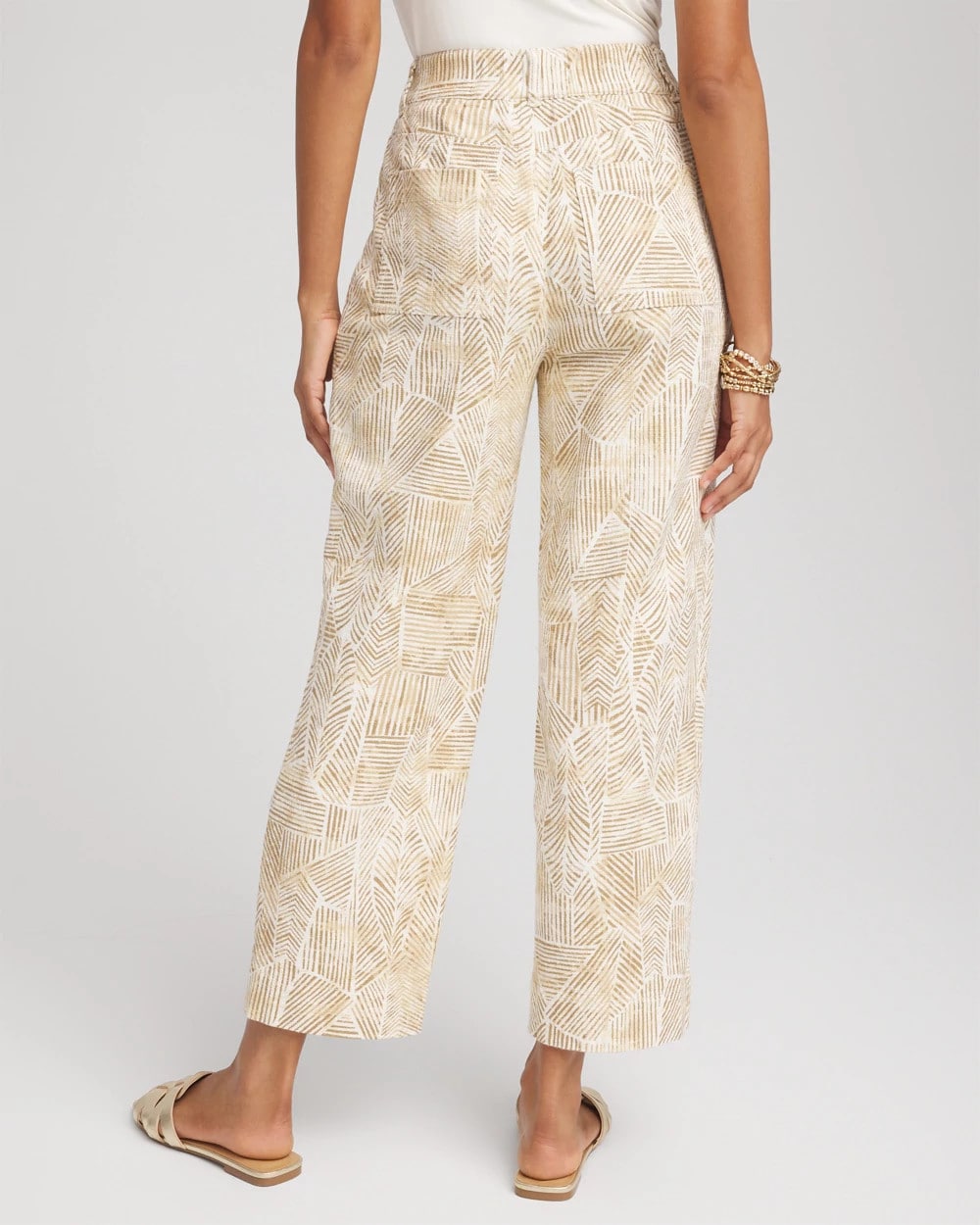 Printed Cropped Straight-Leg Pants