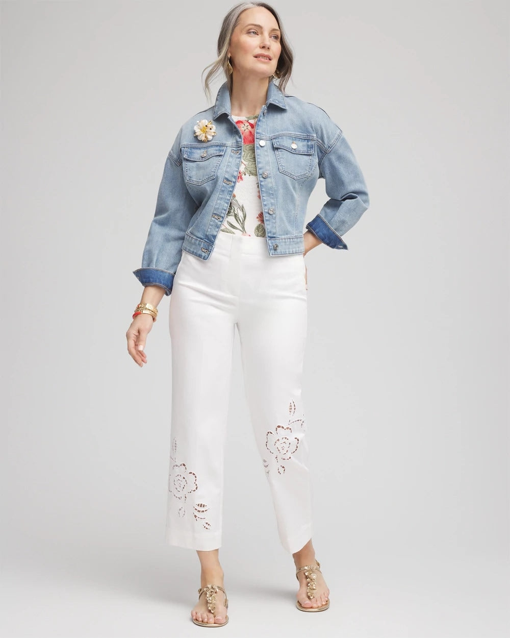 Sateen Cutout Cropped Pants