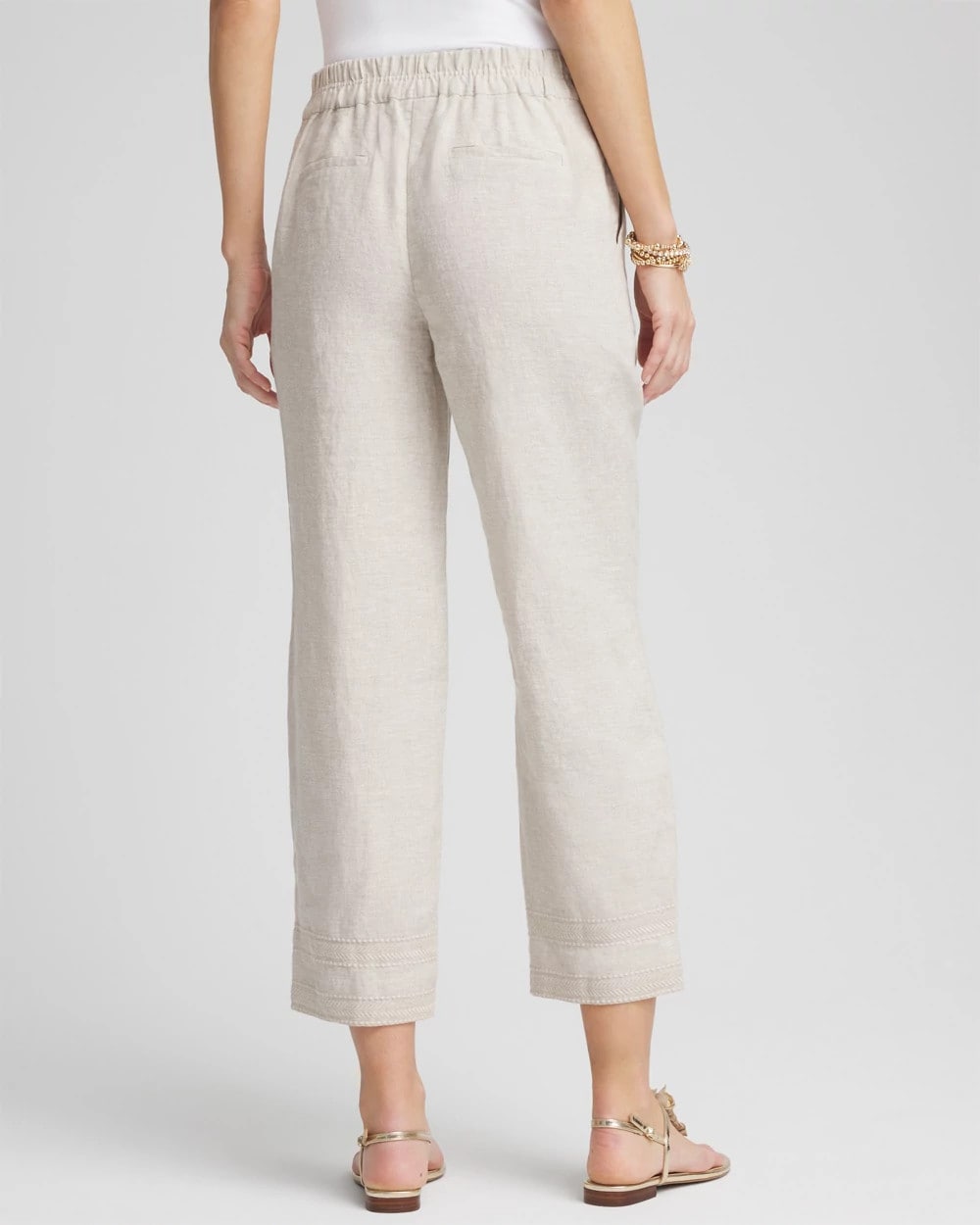 Linen Pull On Waist Cropped Pants