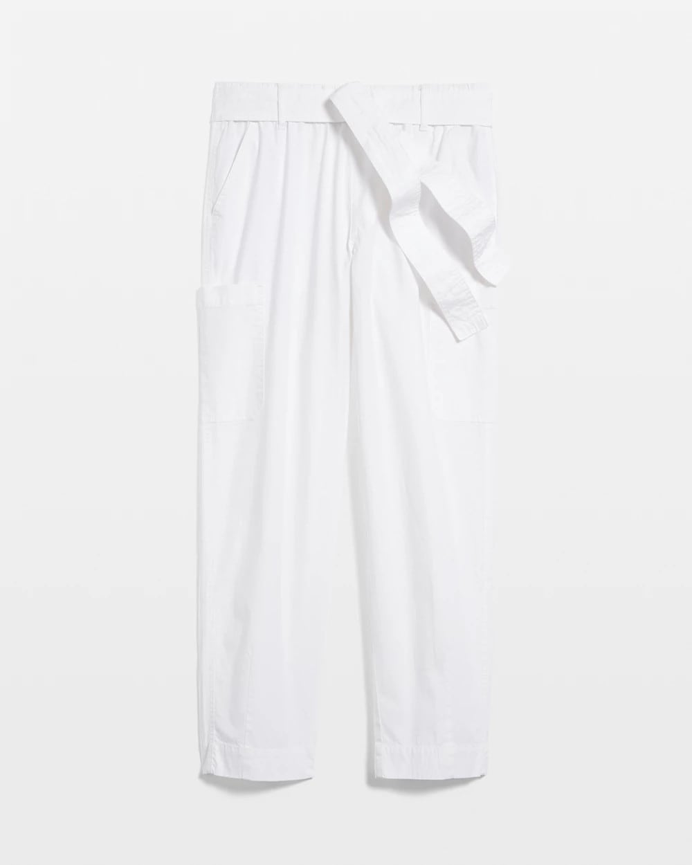 Poplin Pull-On Tapered-Leg Cropped Pants