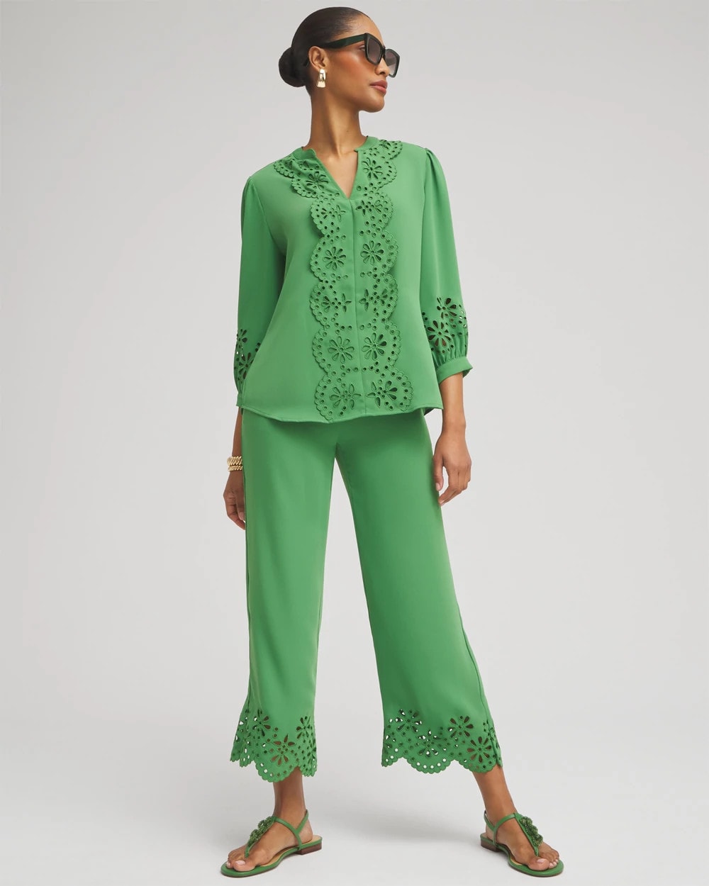 Satin Eyelet Hem Culottes
