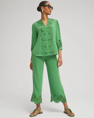 Satin Eyelet Hem Culottes