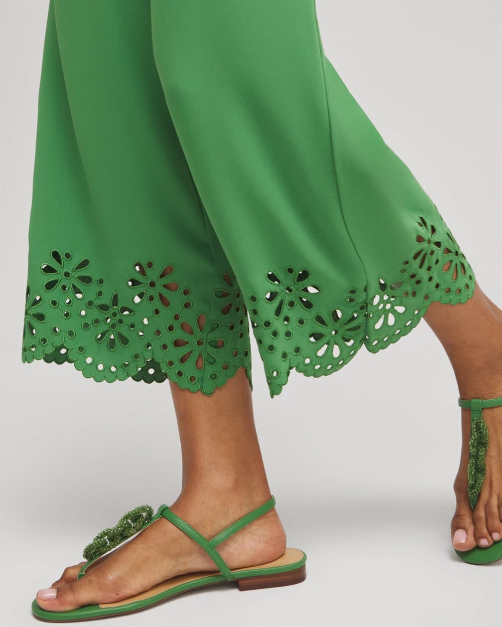 Satin Eyelet Hem Culottes