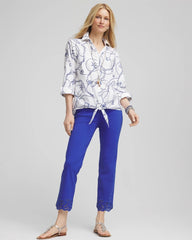 Brigitte™ Pull-On Cutwork Cropped Pants