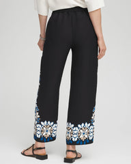Placed Floral Print Soft Cropped Pants