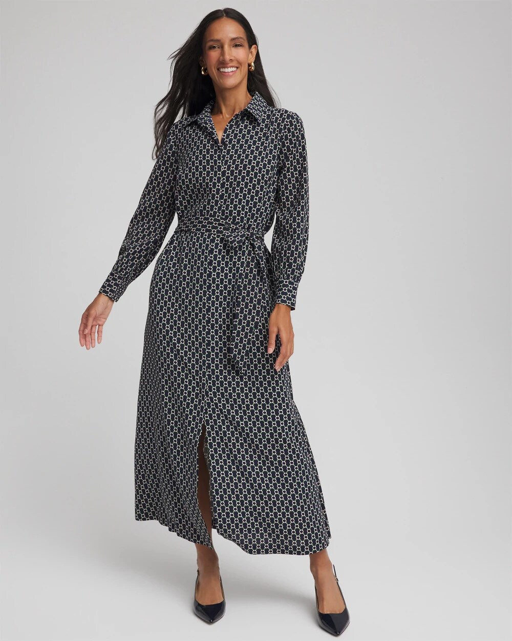 Chain Print Maxi Shirtdress