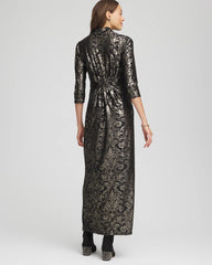 Foiled Knit Pleated Maxi Dress