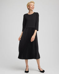 Satin-Knit Pleated Maxi Dress