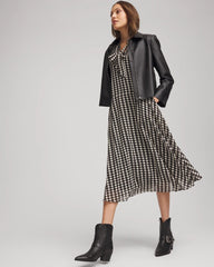 Chiffon Clip-Dot Tie-Neck Dress