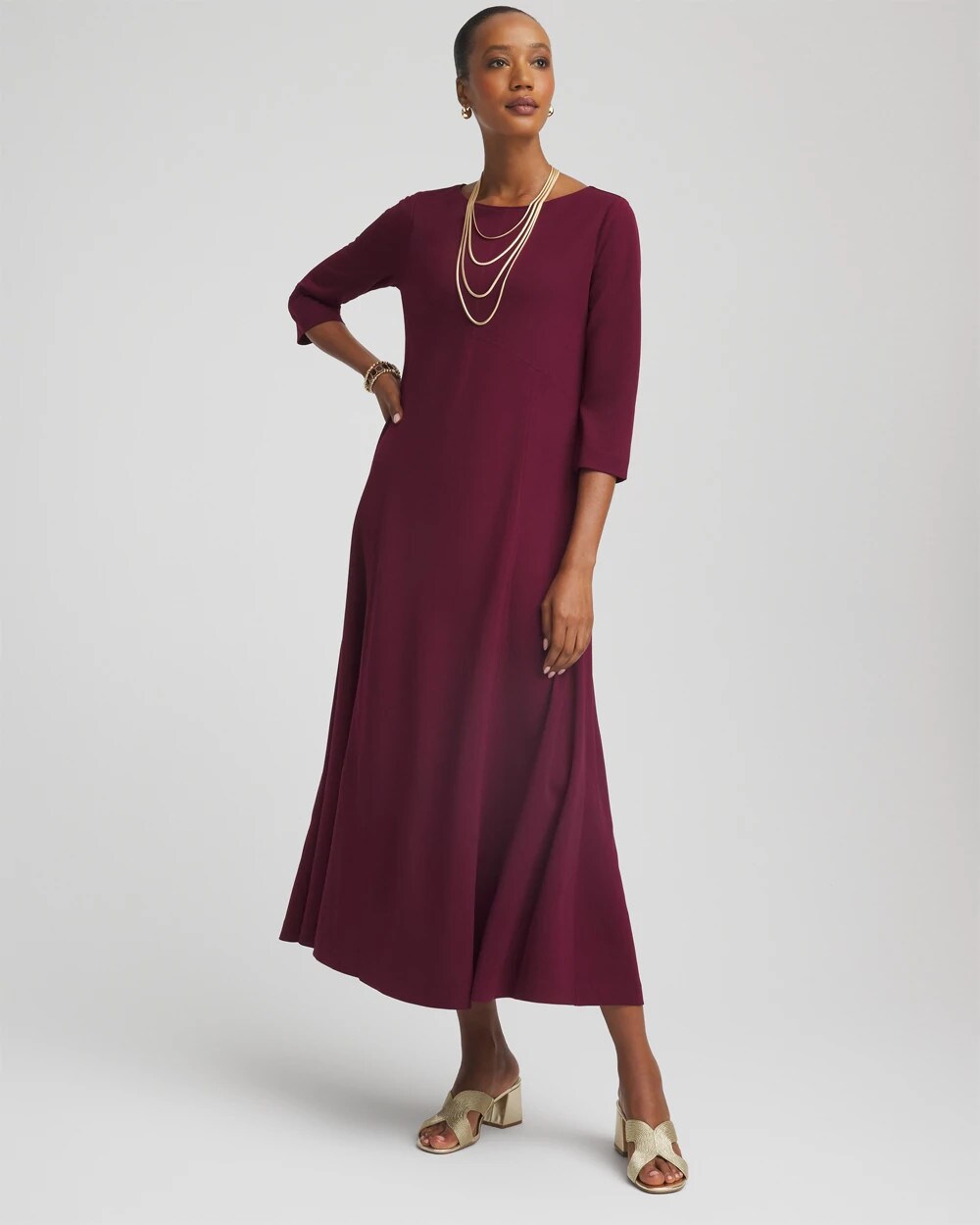 Seamed Crepe Maxi Dress