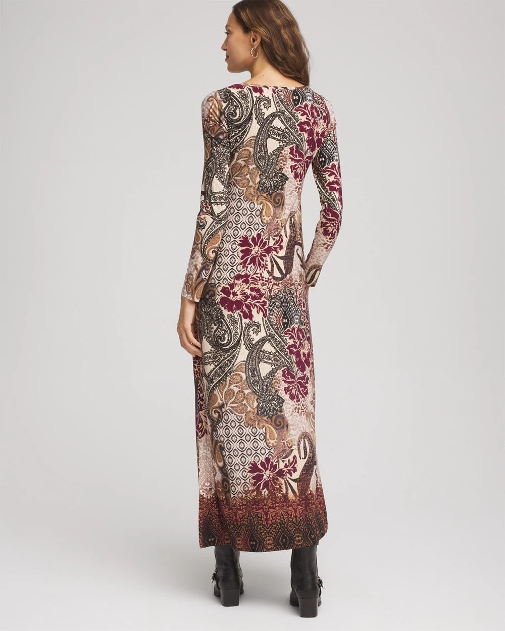 Patchwork Boatneck Column Maxi Dress
