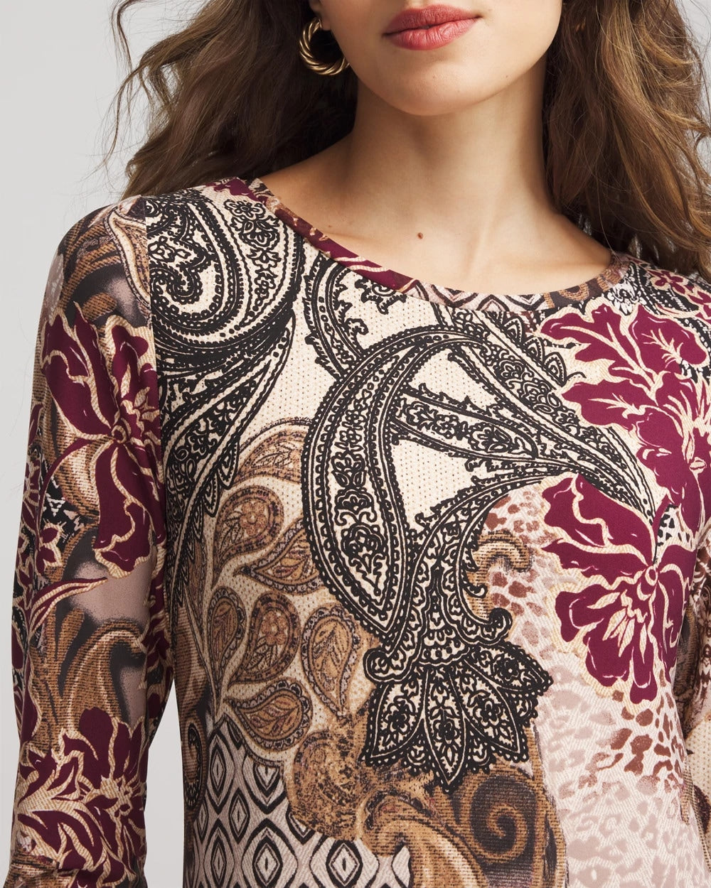 Patchwork Boatneck Column Maxi Dress