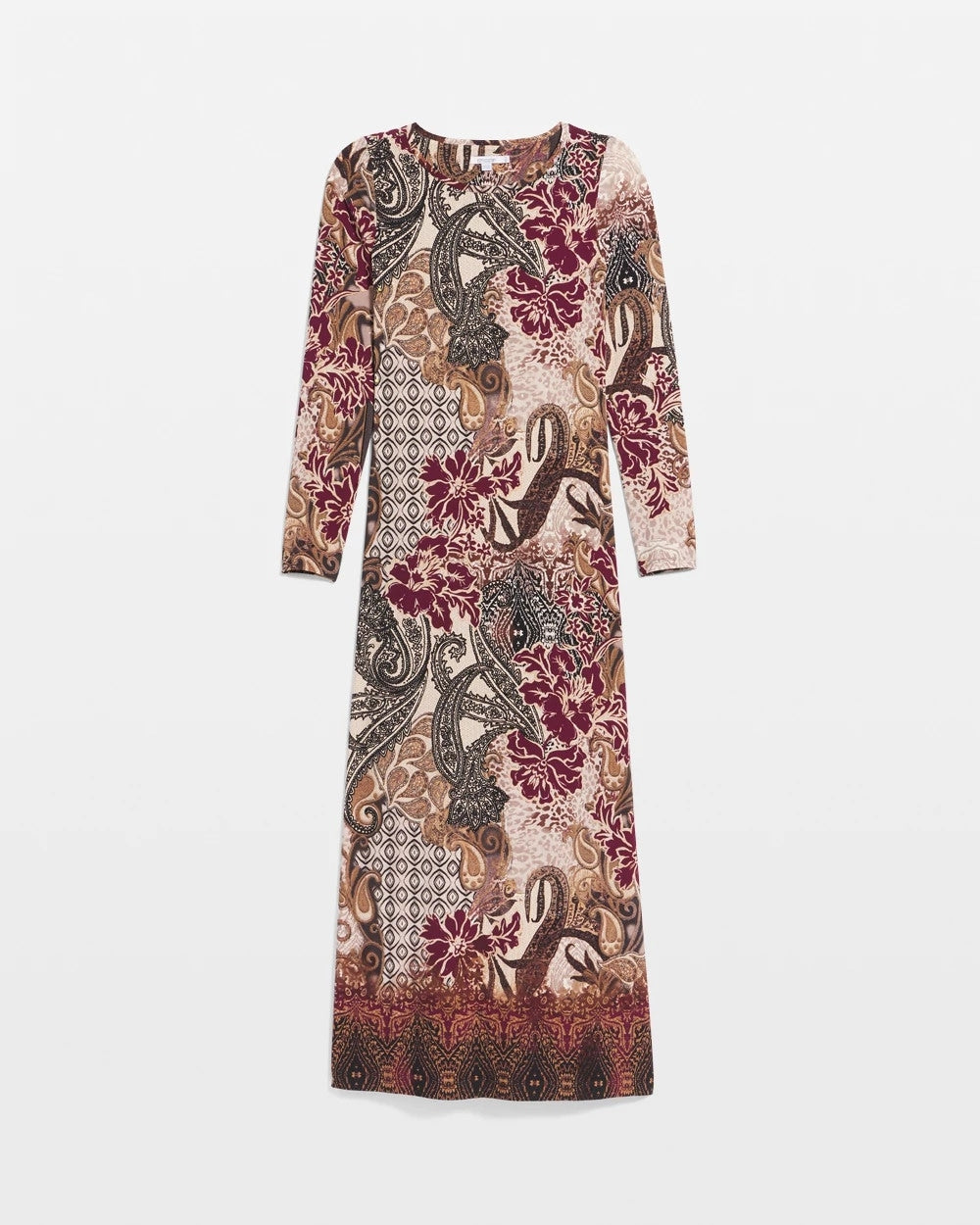 Patchwork Boatneck Column Maxi Dress