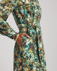 Printed Long-Sleeved Shirtdress