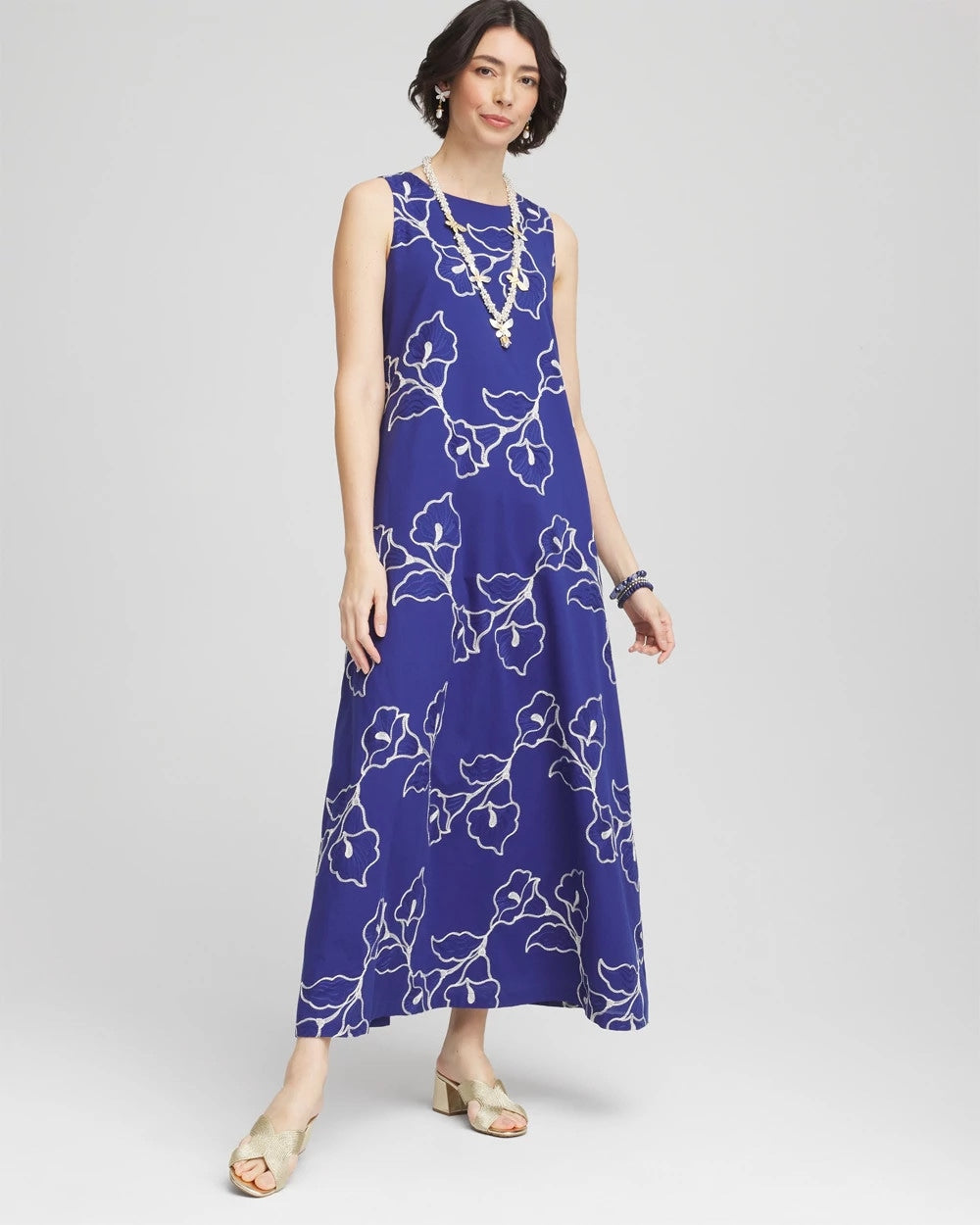 Embroidered Sleeveless Maxi Dress