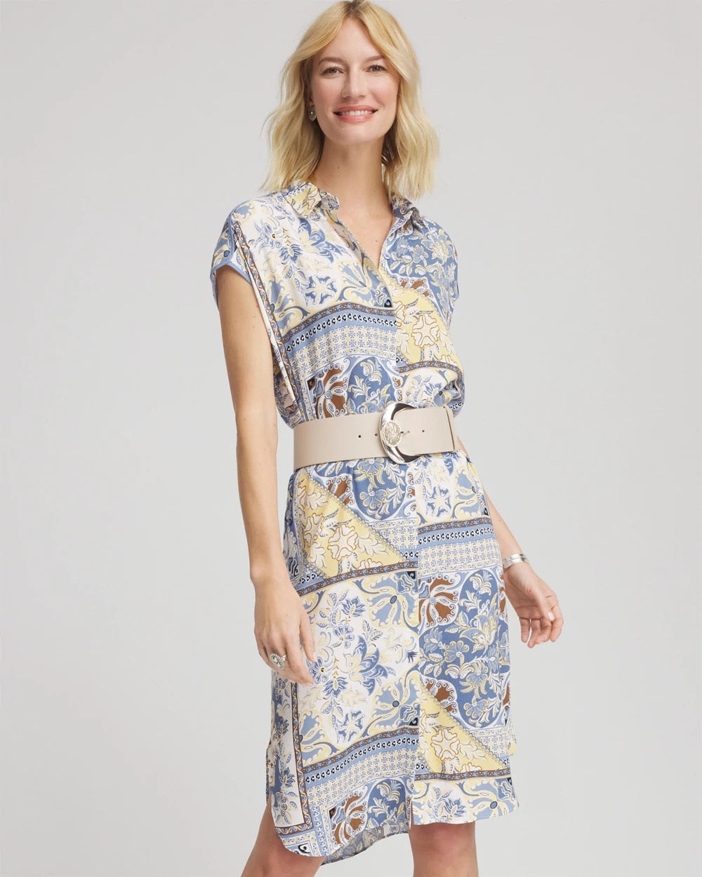 Floral Patchwork Short Shirtdress