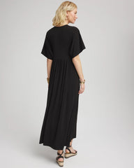 Flutter-Sleeved Jersey Maxi Dress