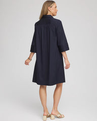 Cotton-Blend Popover Dress
