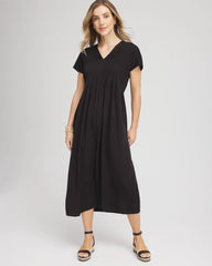 Silk-Twill Popover Midi Dress