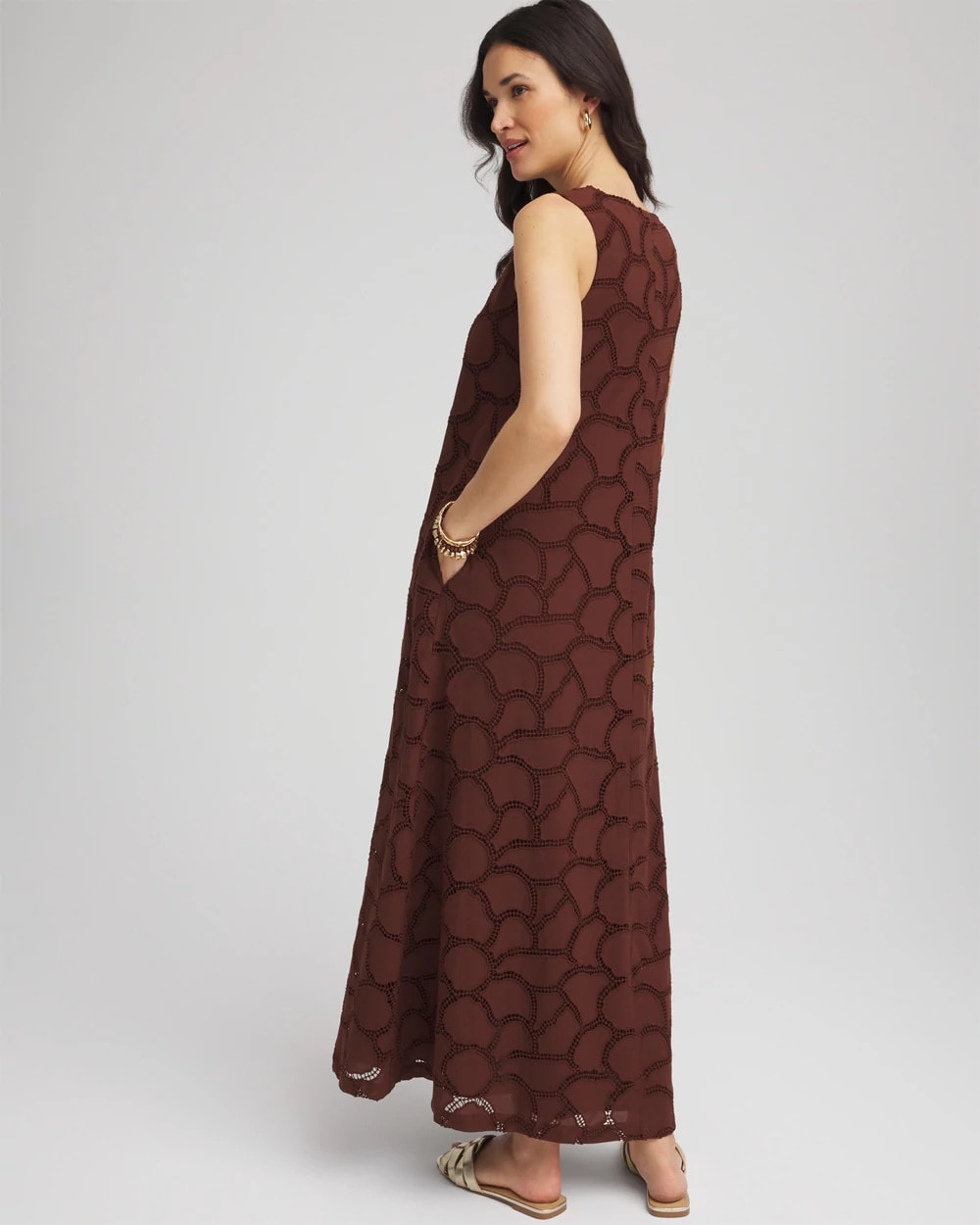 Eyelet Cutout Maxi Tank Dress