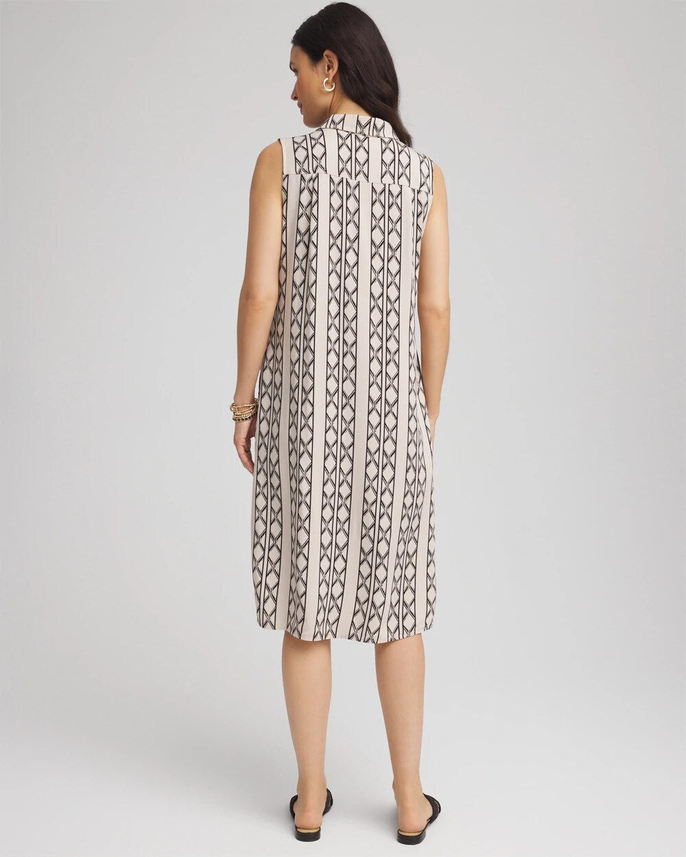 Printed Sleeveless Silk-Twill Shirtdress