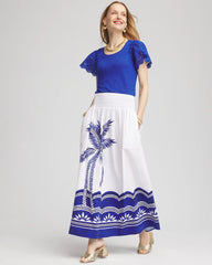 Tropical Smocked Waist Pull-On Skirt