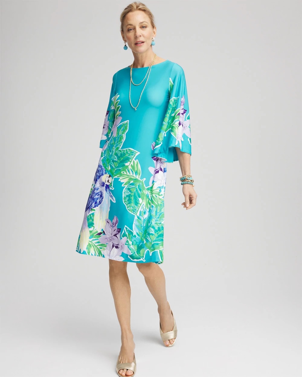 Angel-Sleeve Boat Neck Dress