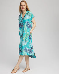 Tropical Linen Midi Dress