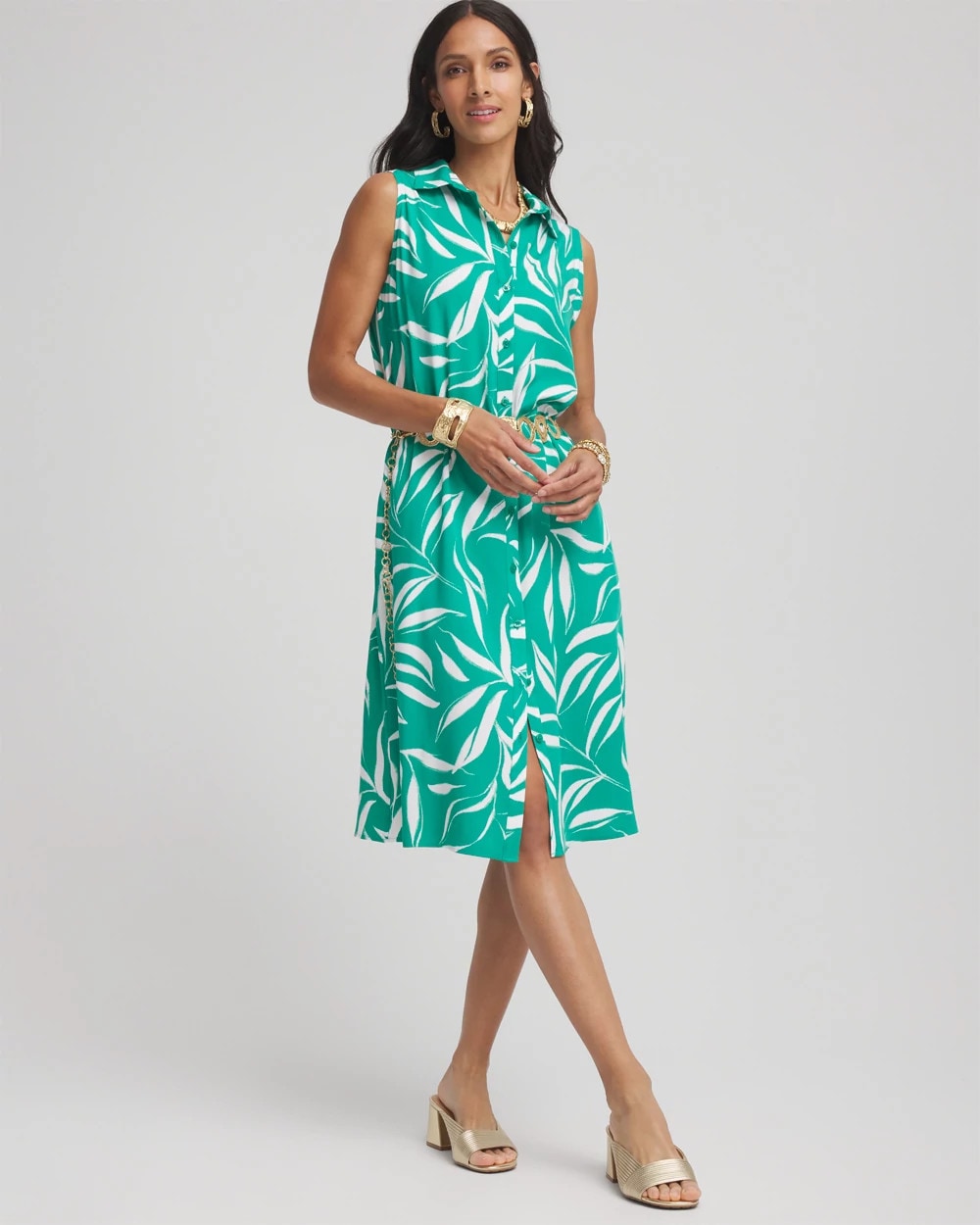 Rayon Silk Sleeveless Shirtdress