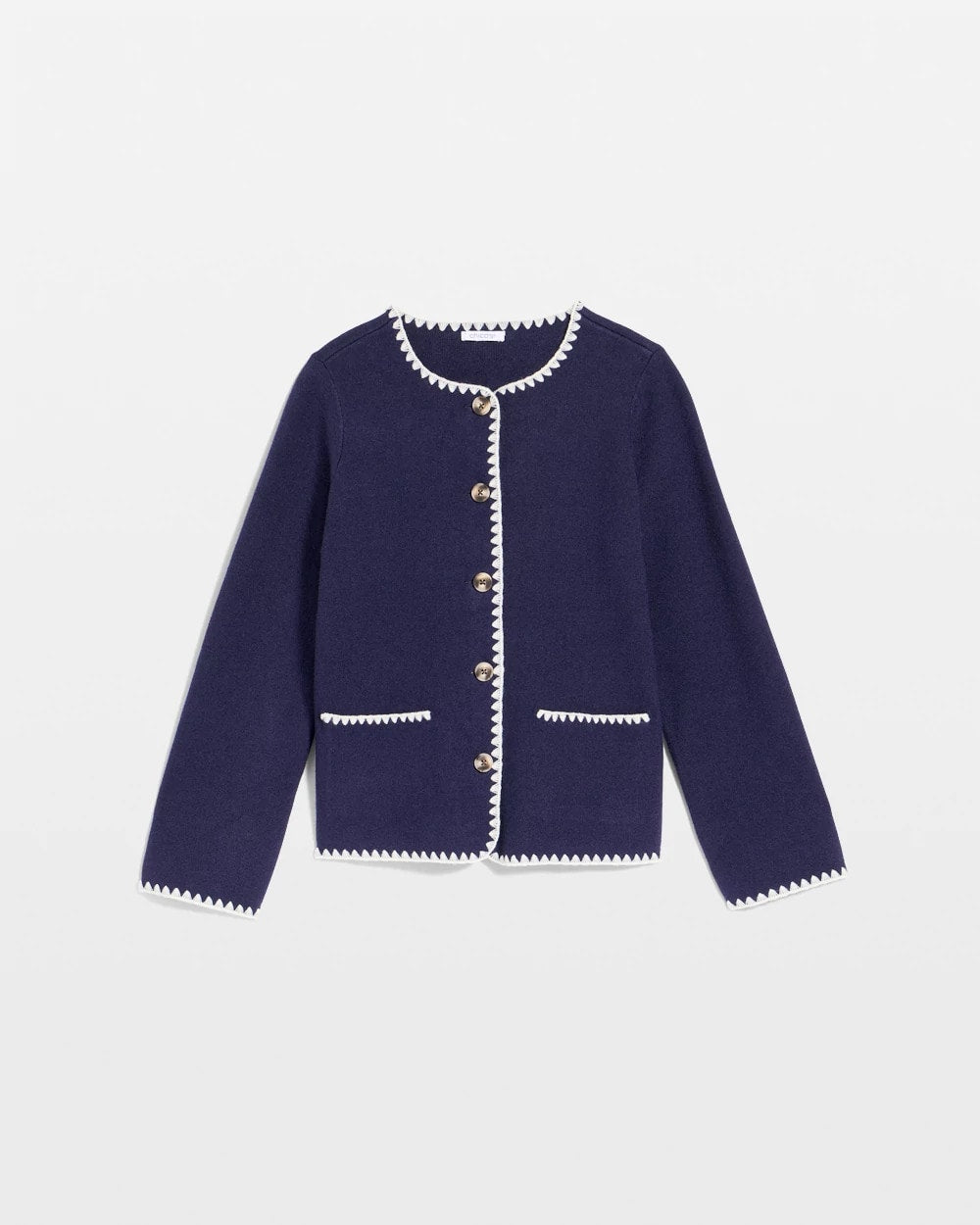 Blanket Stitch Crewneck Cardigan