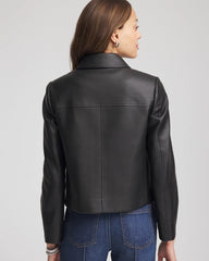 Faux Leather Zip-Front Jacket