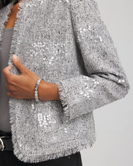 Silver Sequins Tweed Jacket