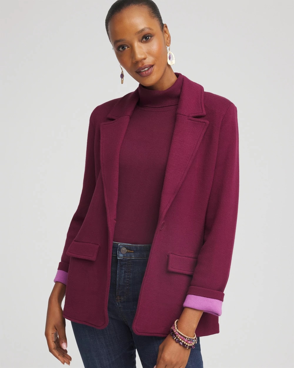 Single-Breasted Sweater Blazer