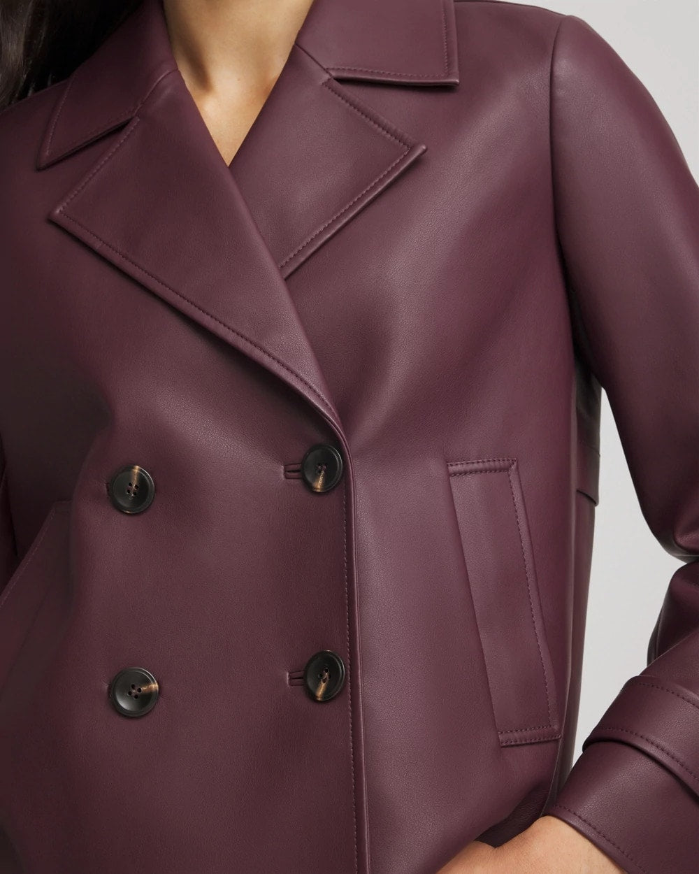 Faux Leather Trench Coat