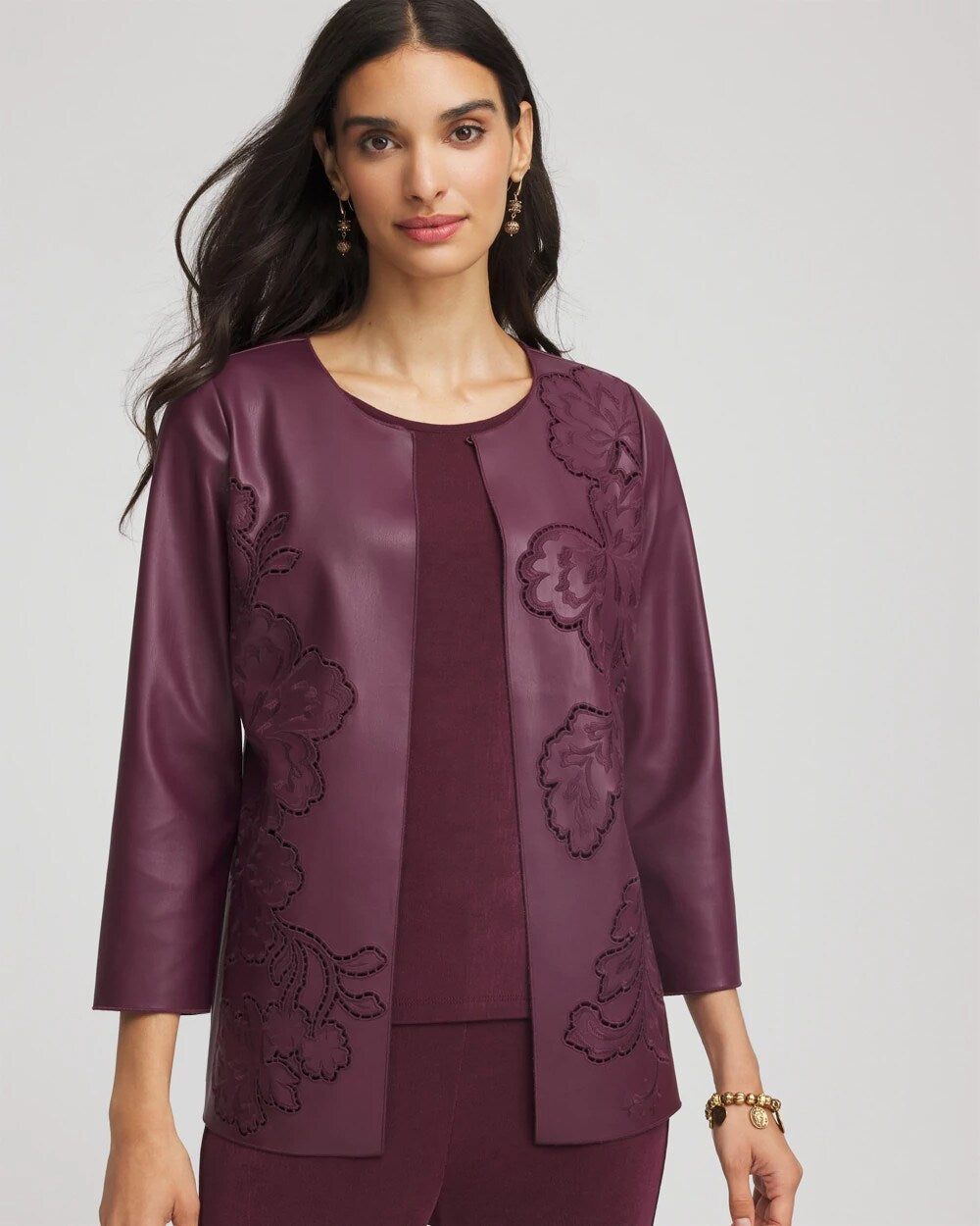Travelers™ Collection Faux Leather Embroidered Jacket