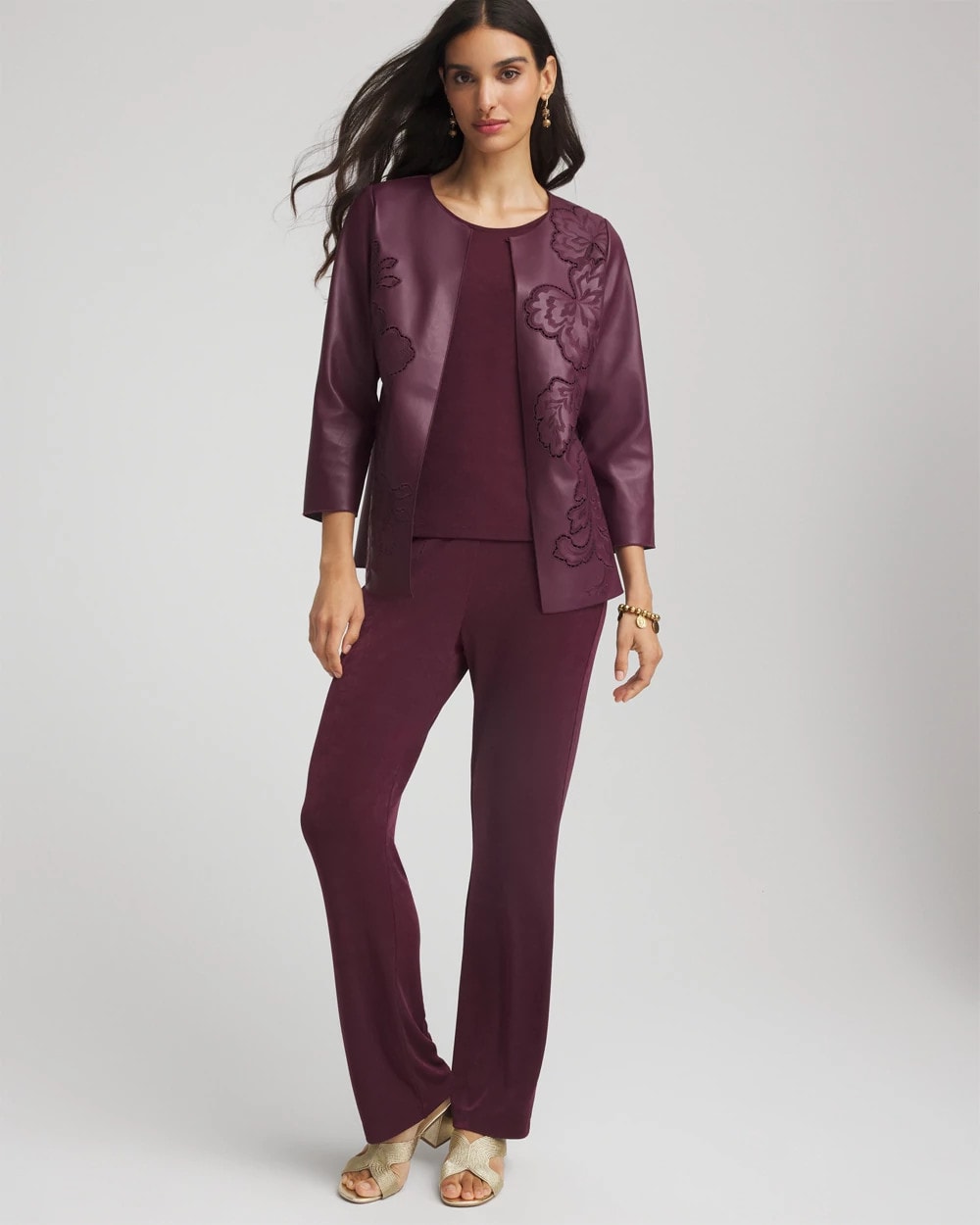 Travelers™ Collection Faux Leather Embroidered Jacket