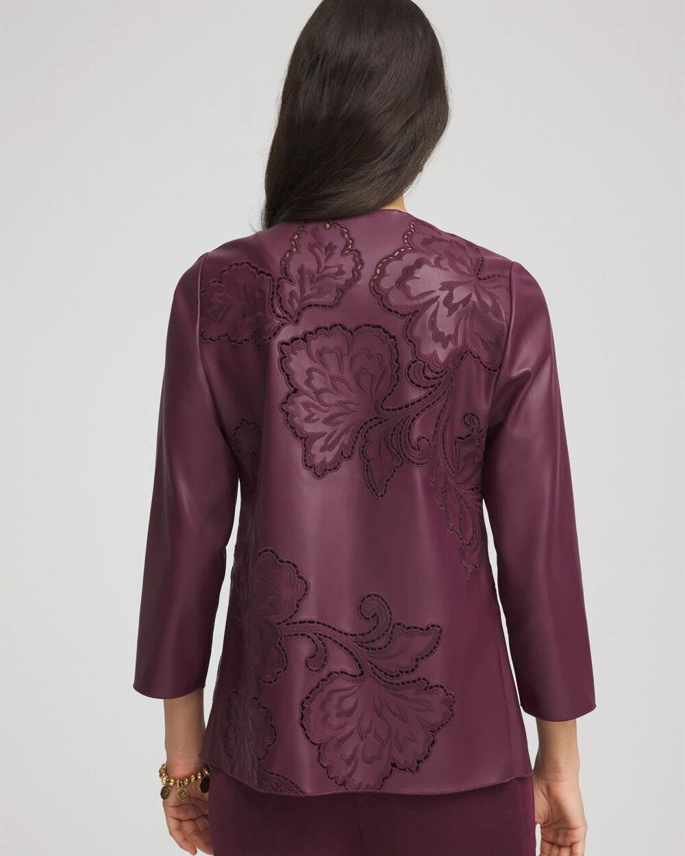 Travelers™ Collection Faux Leather Embroidered Jacket