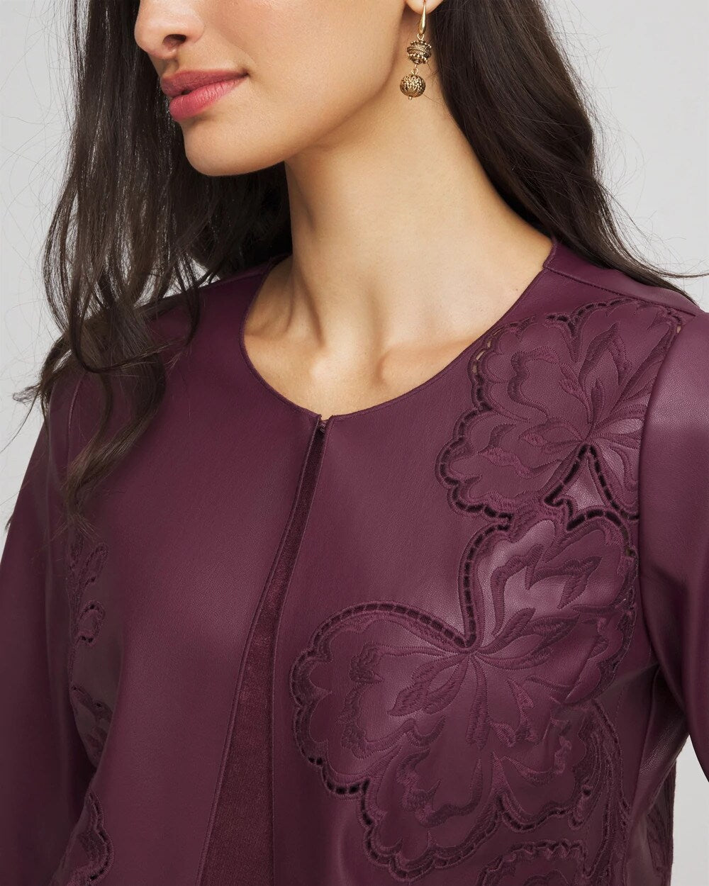 Travelers™ Collection Faux Leather Embroidered Jacket