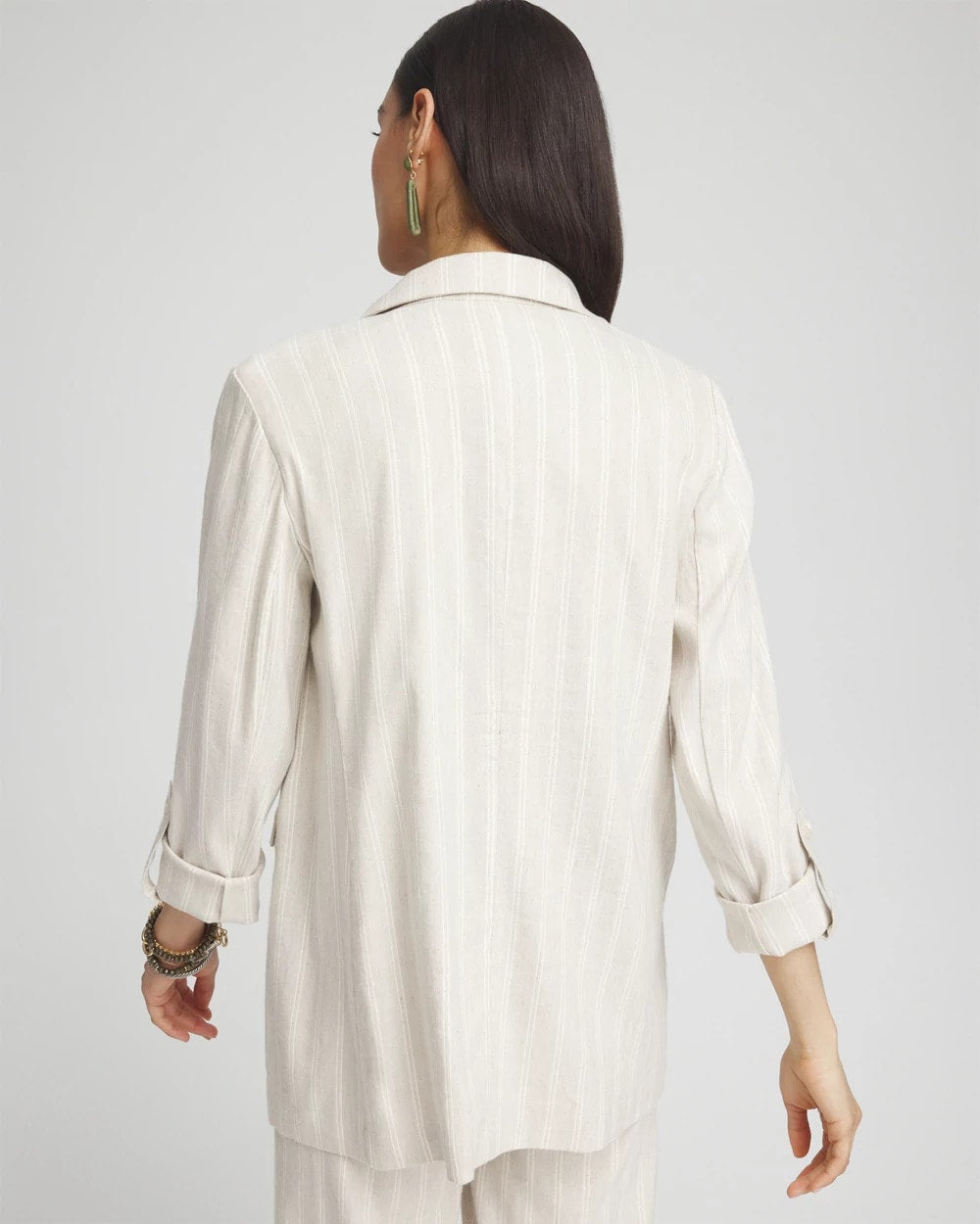 Linen Blend Stretch Stripe Blazer