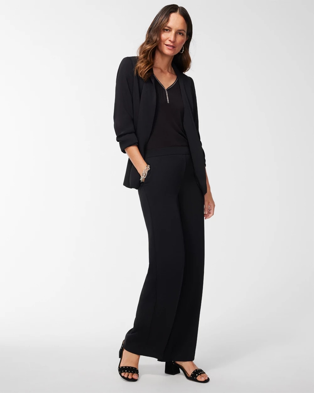 Ruched Sleeve Blazer