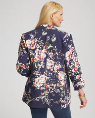Floral Ruched Sleeve Blazer