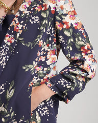 Floral Ruched Sleeve Blazer