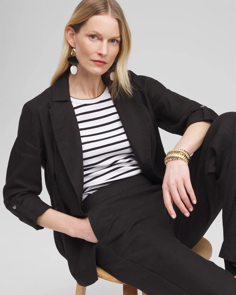 Linen Blend Stretch Blazer